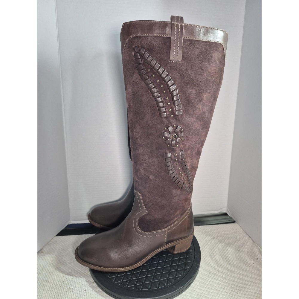 Brioso Sedona Leather Suede Whipstitch Tall Boots 7 DISPLAY MODEL Boho Western